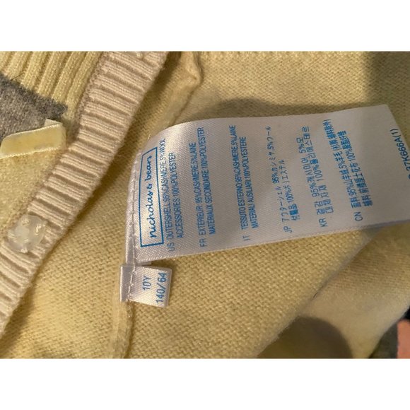 Girls Size 10Y Nicholas & Bears Yellow Stripe 100% Cashmere Cardigan Sweater - Picture 2 of 5